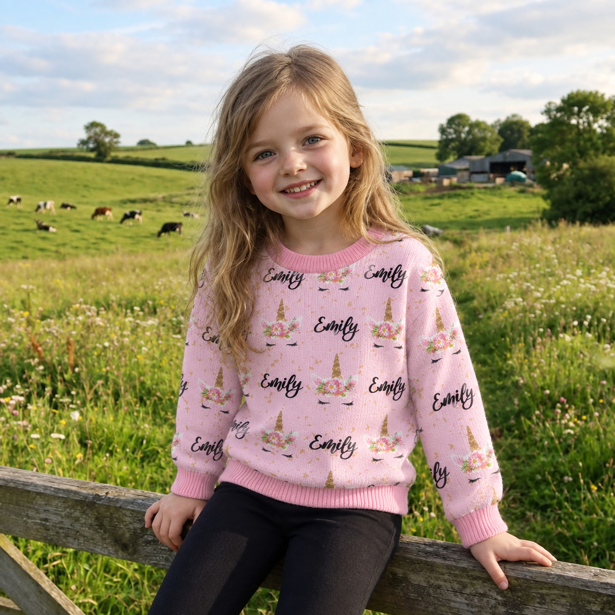 Personalized Lovely Kids Unicorn Knit Sweater | CWSweater06