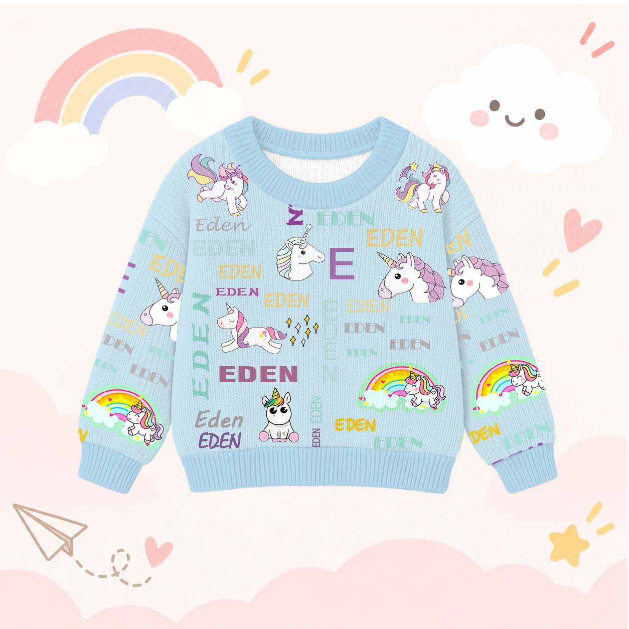 Personalized Lovely Kids Unicorn Knit Sweater | CWSweater04