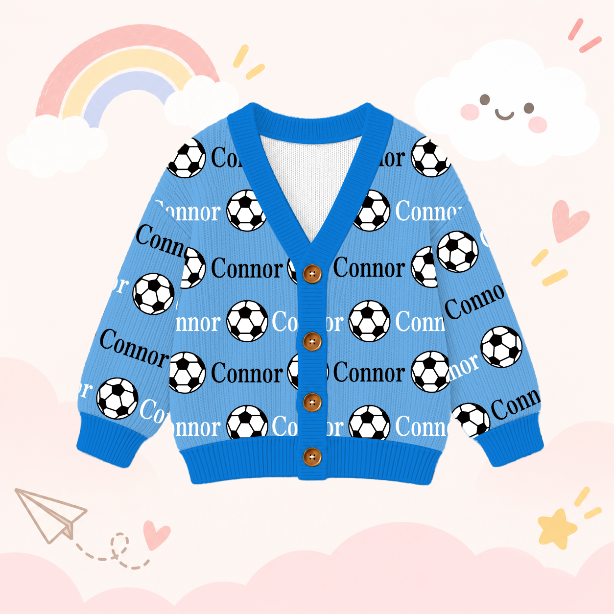 Personalized Lovely Kids Soccer Knit Sweater | CWSweater12