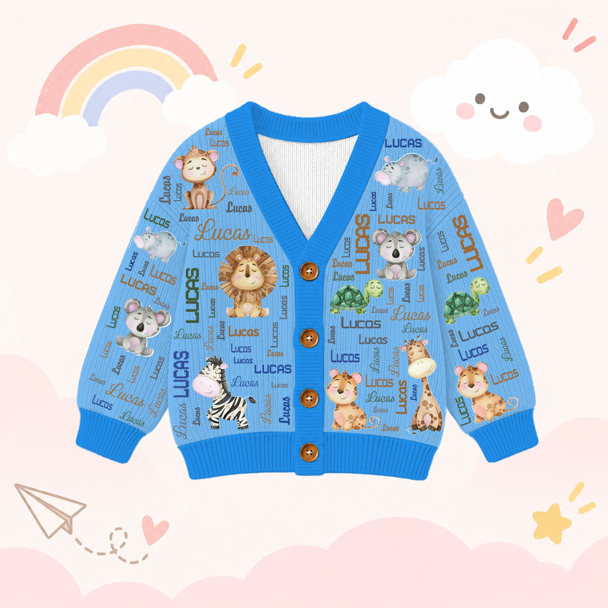 Personalized Lovely Kids Adorable Animals Knit Sweater | CWSweater17