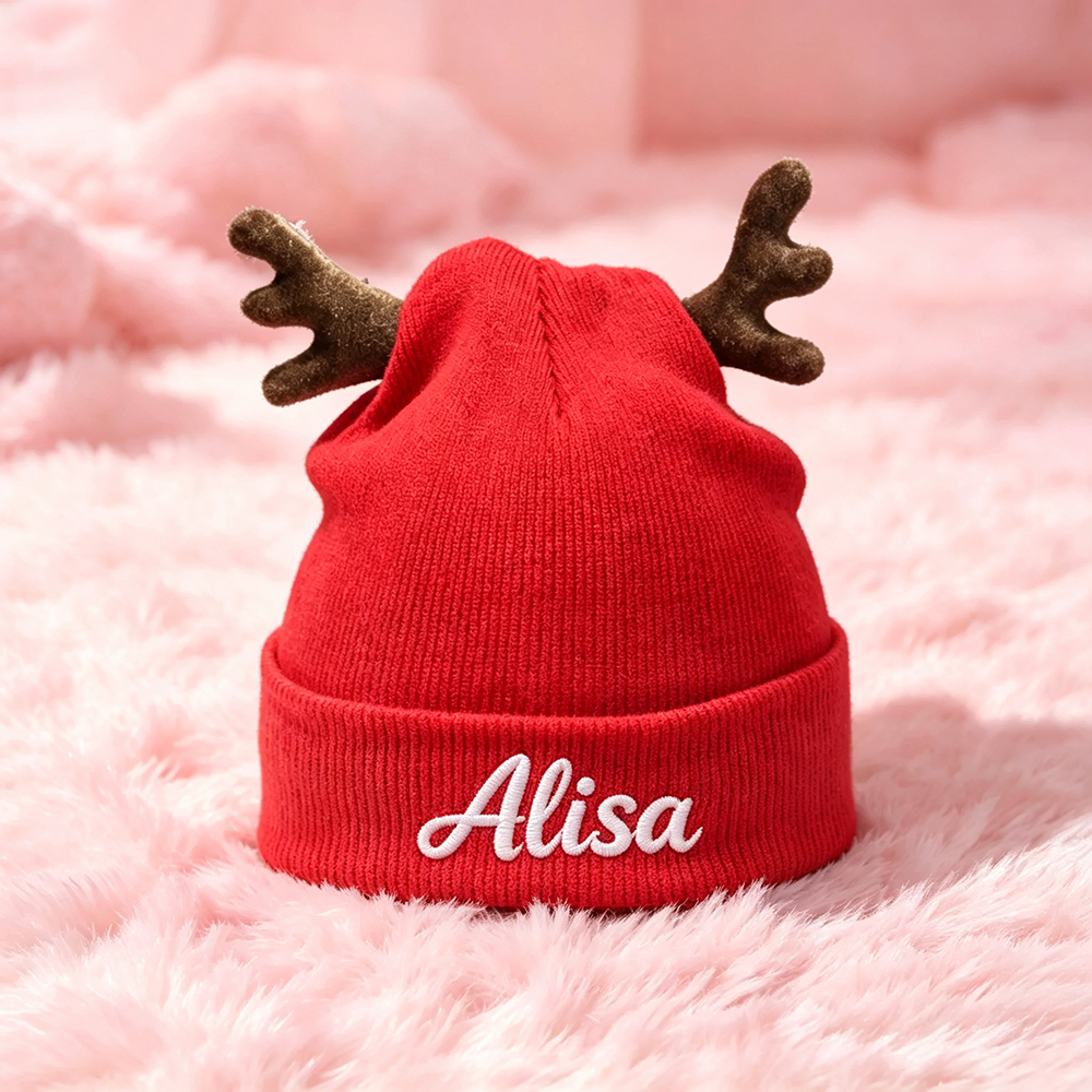 Personalized Embroidery Christmas Pom Pom Beanie For Kids | MCGift416