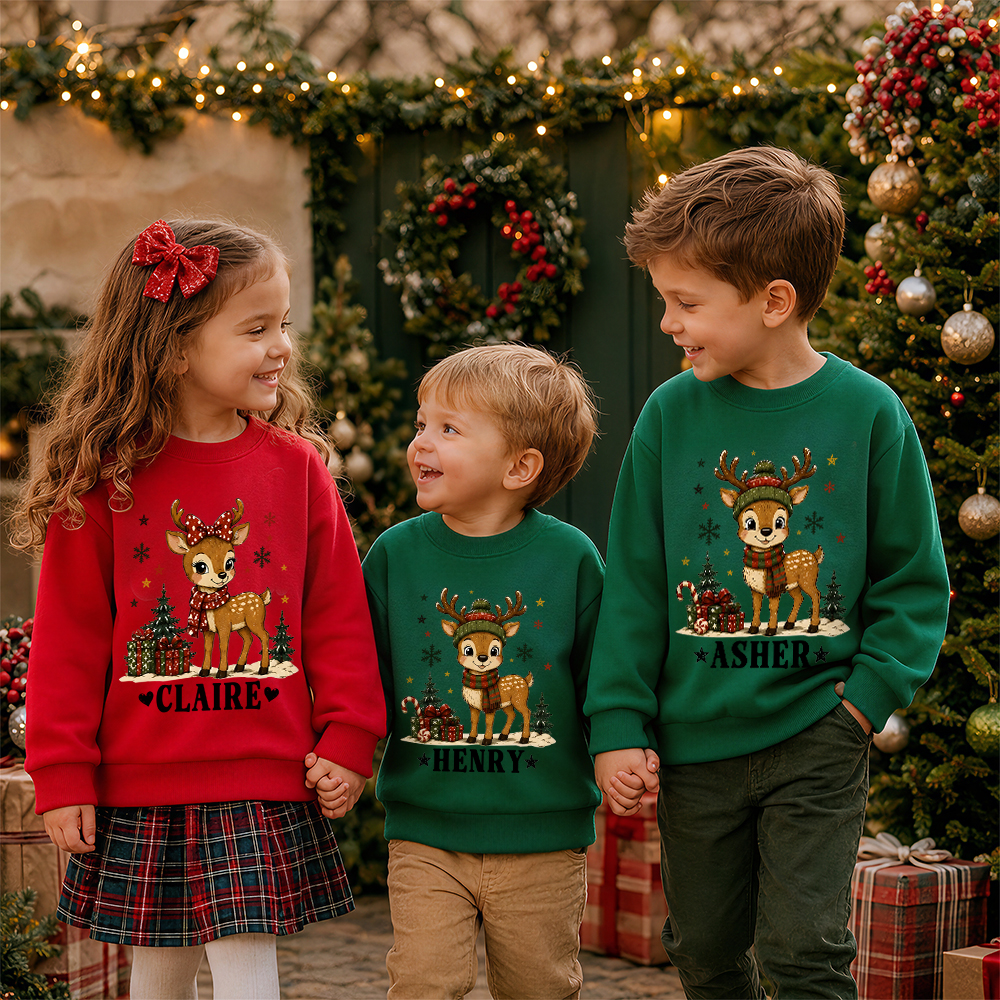 Personalized Christmas Kids Reindeer Sweatshirt | MCGift420