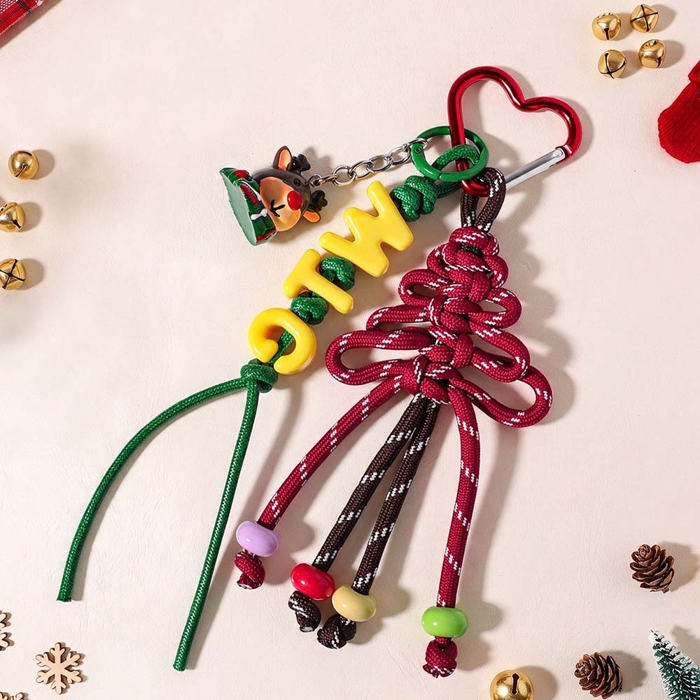 Personalized Christmas Multicolor Letter Beaded Bag Charm | CWGift110