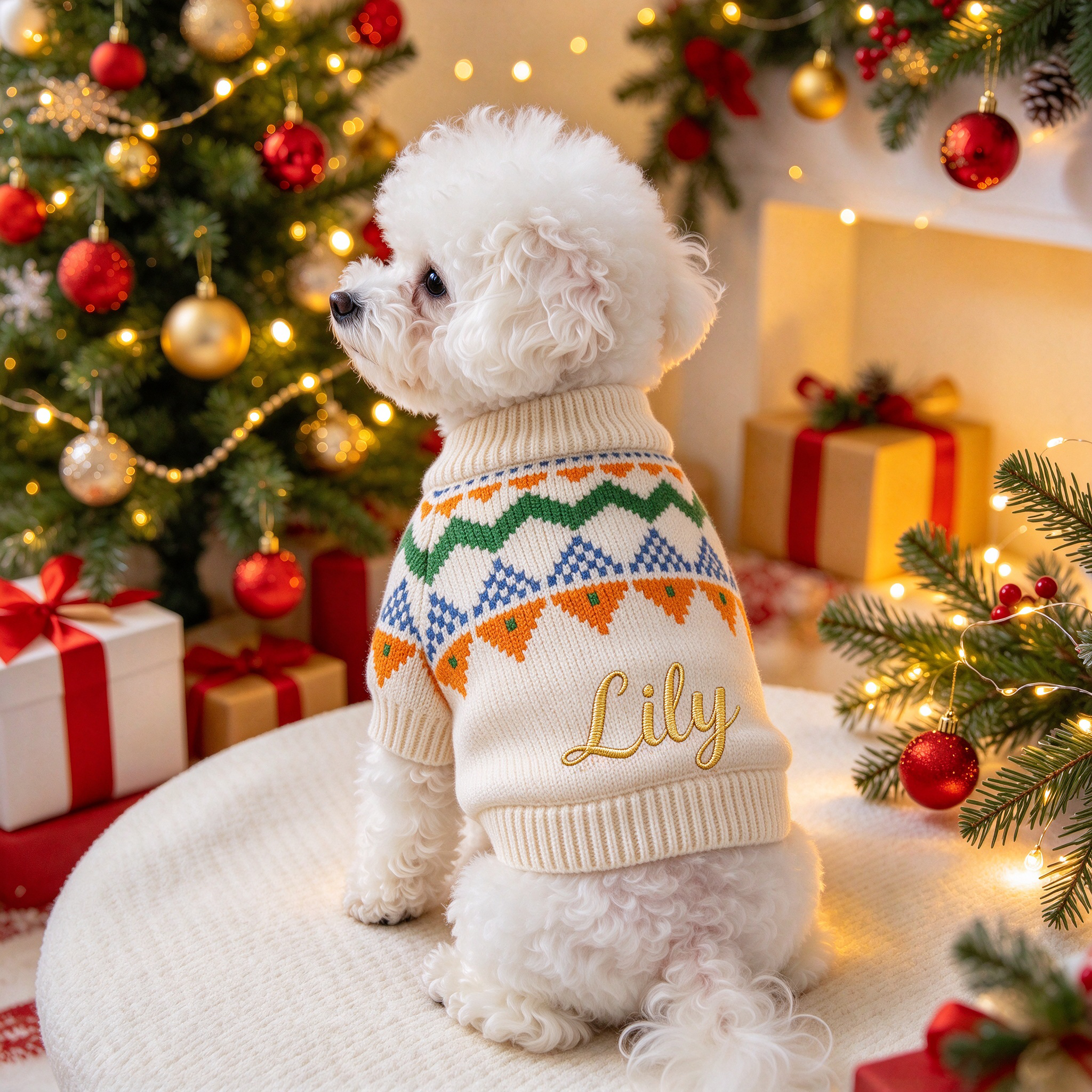 Personalized Embroidered Pets Christmas Knit Sweater | MCGift413