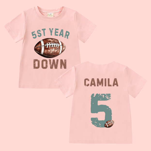 Personalized First Year Down Football Birthday T-Shirt | inBirth20