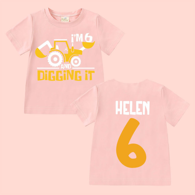 Personalized Digging It Construction Birthday T-Shirt | inBirth22