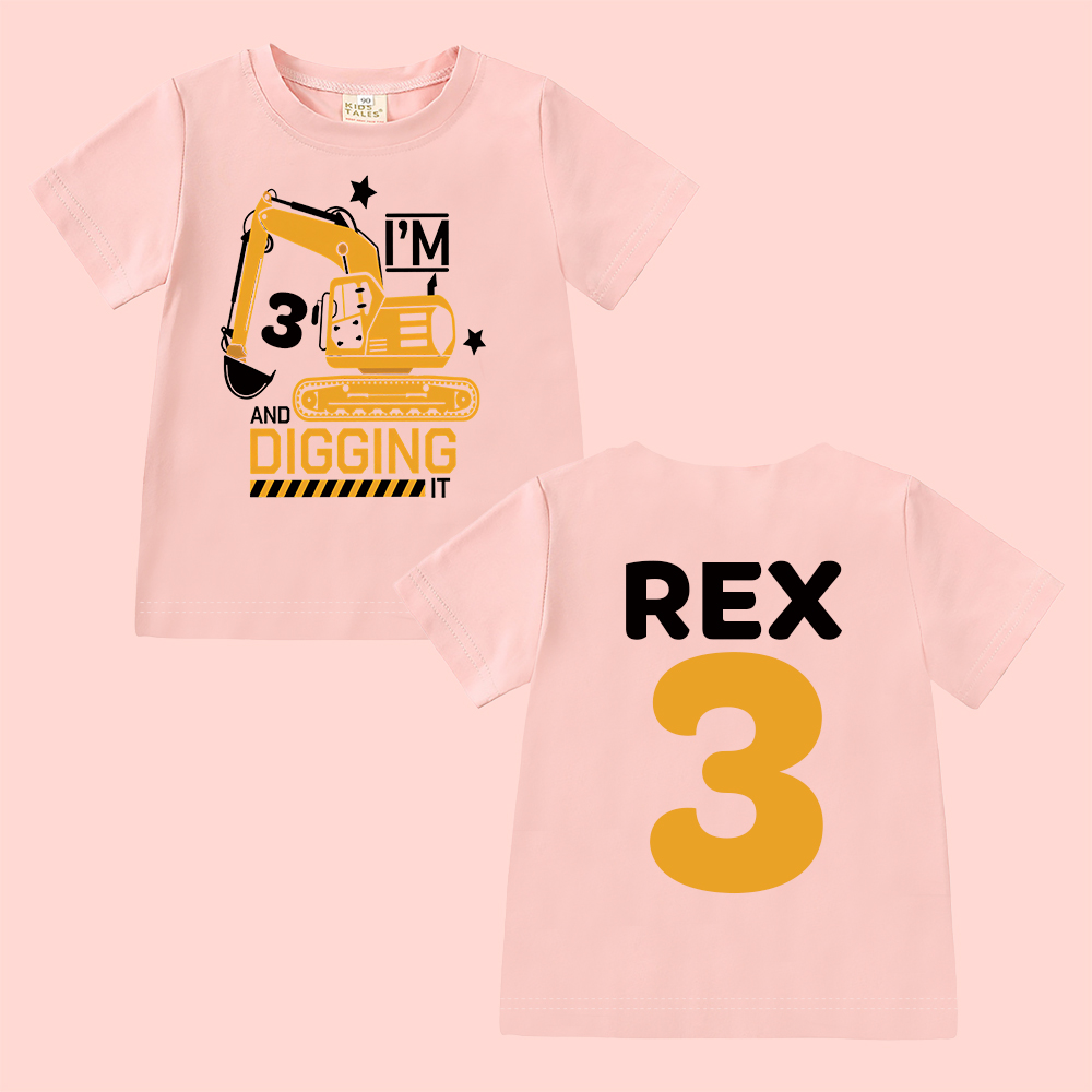 Personalized Construction Digging It Truck Birthday T-Shirt | inBirth26