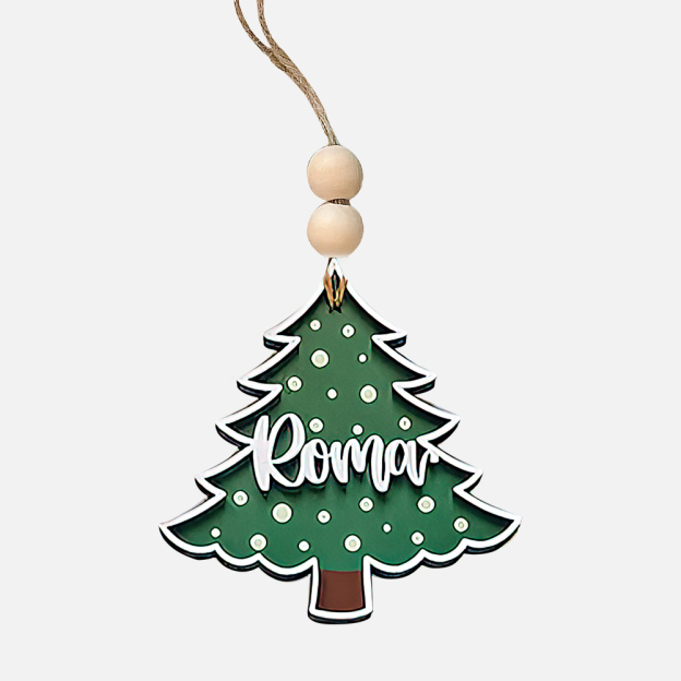Personalized Colorful Christmas Tree Wood Ornament | MCGift69