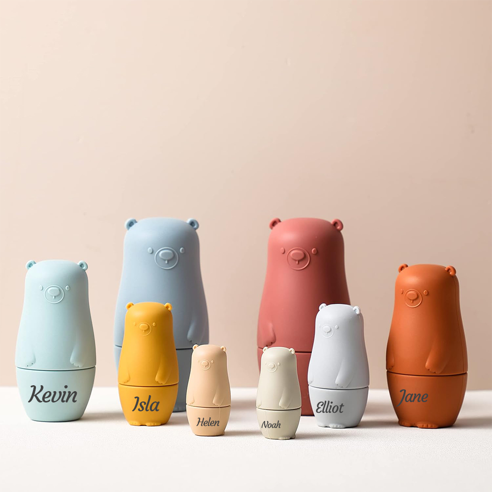 Personalized Silicone BPA Free Stacking Bears Matryoshka Toy | CWToy102