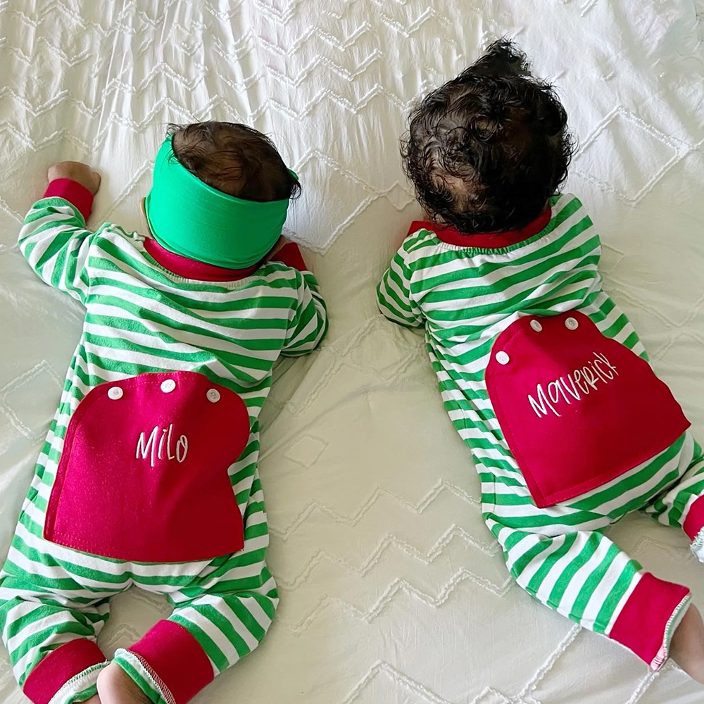 Personalized Embroidery Baby Butt Flap Christmas Pajamas | CWBaby112