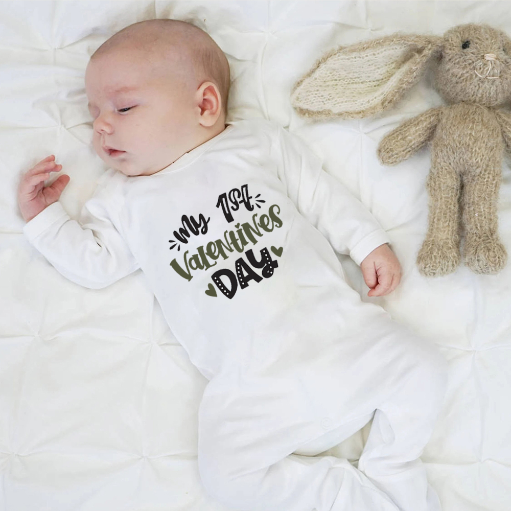 Personalized Baby First Valentine Ropmer and Hat Set | CWBaby145