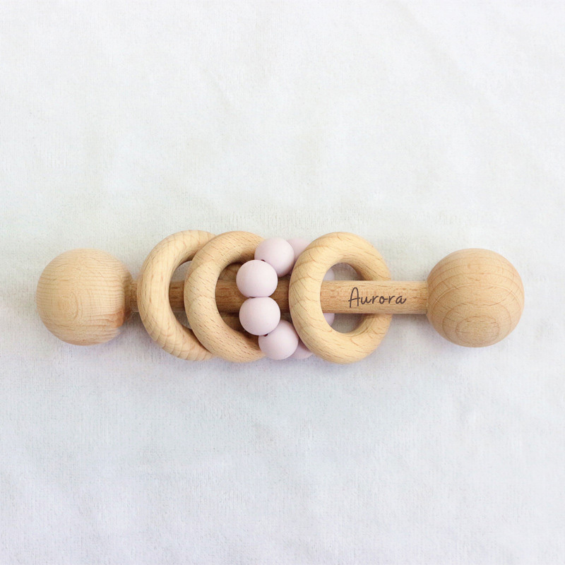 Personalized Cute Baby Wooden Rattle | CWBaby152