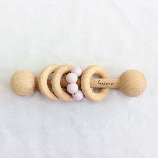 Personalized Cute Baby Wooden Rattle | CWBaby152