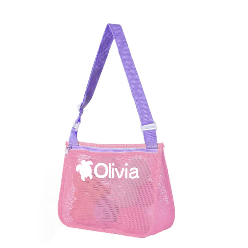 Personalized Seashell Zipper Mesh Beach Bag | CWBeach01