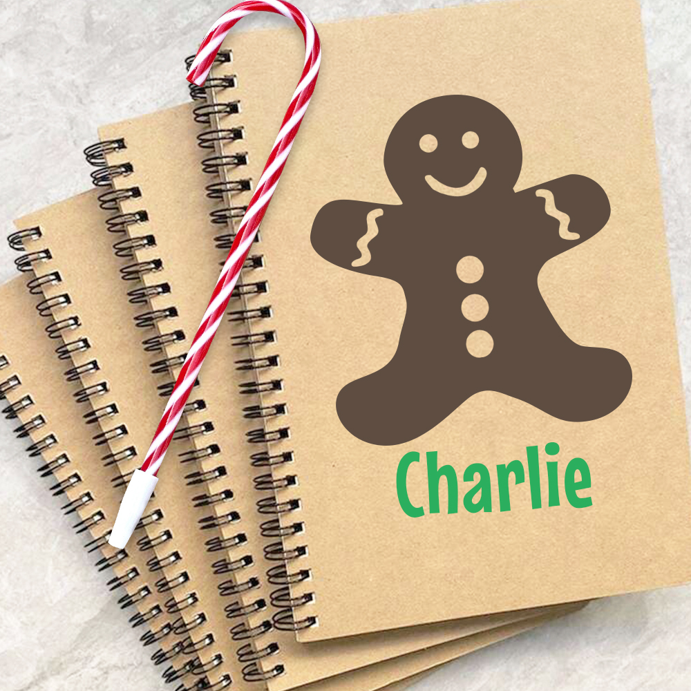 Personalized Christmas Notebook with Cane Pen Set | MCGift106
