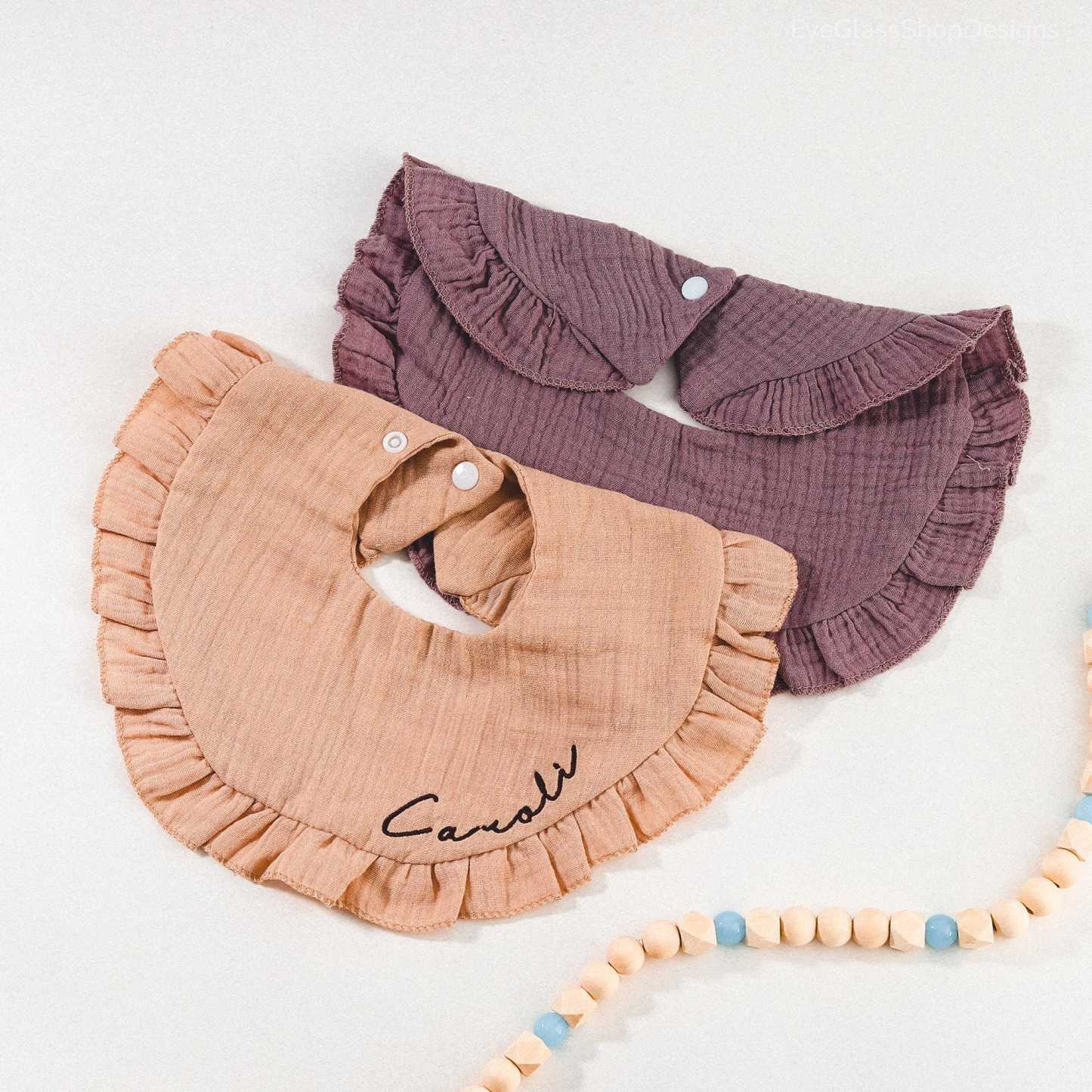 Personalized Embroidered Baby Name Muslin Bib | CWBaby216