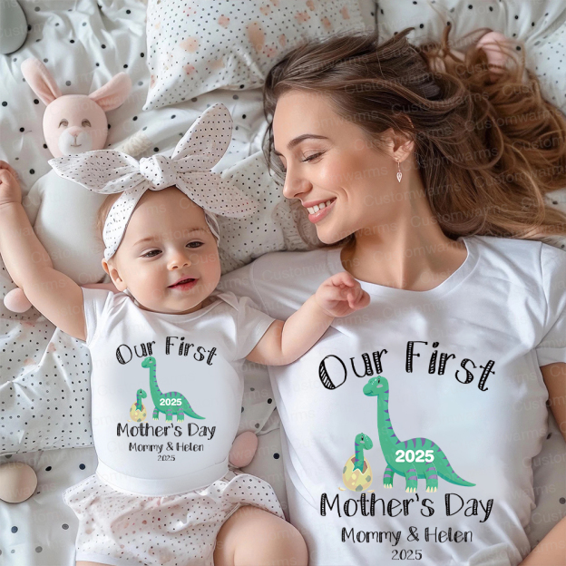Personalized First Mother's Day Mommy and Baby Outfit | CWFamily27