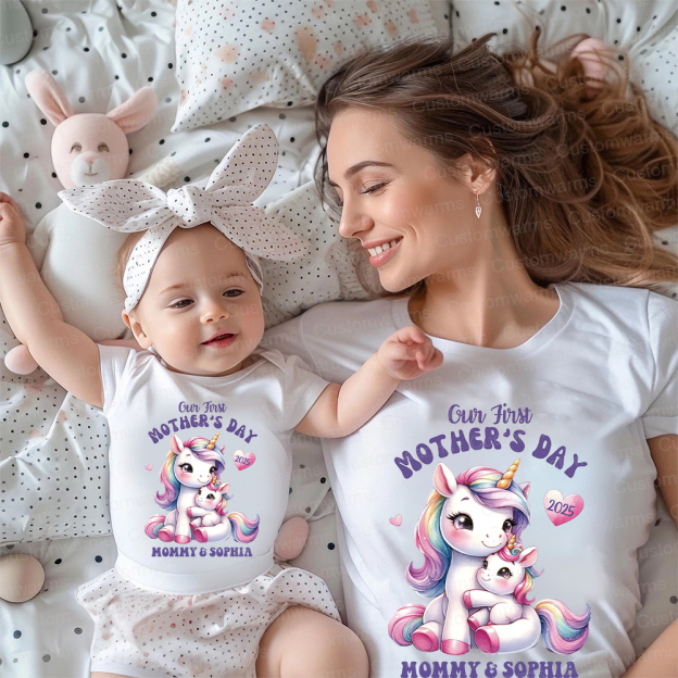 Personalized First Mother's Day Mommy and Baby Outfit | CWFamily29