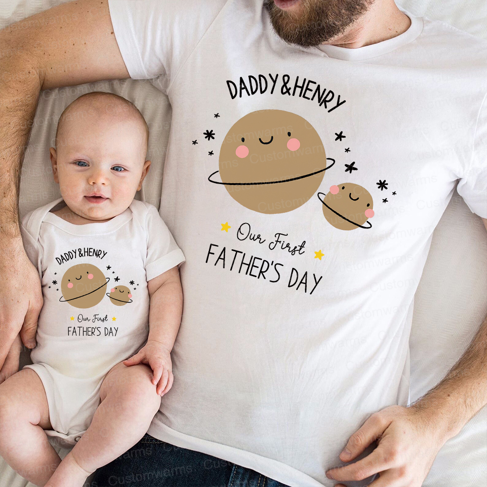 Personalized First Father's Day Daddy and Baby Outfit | CWFamily80