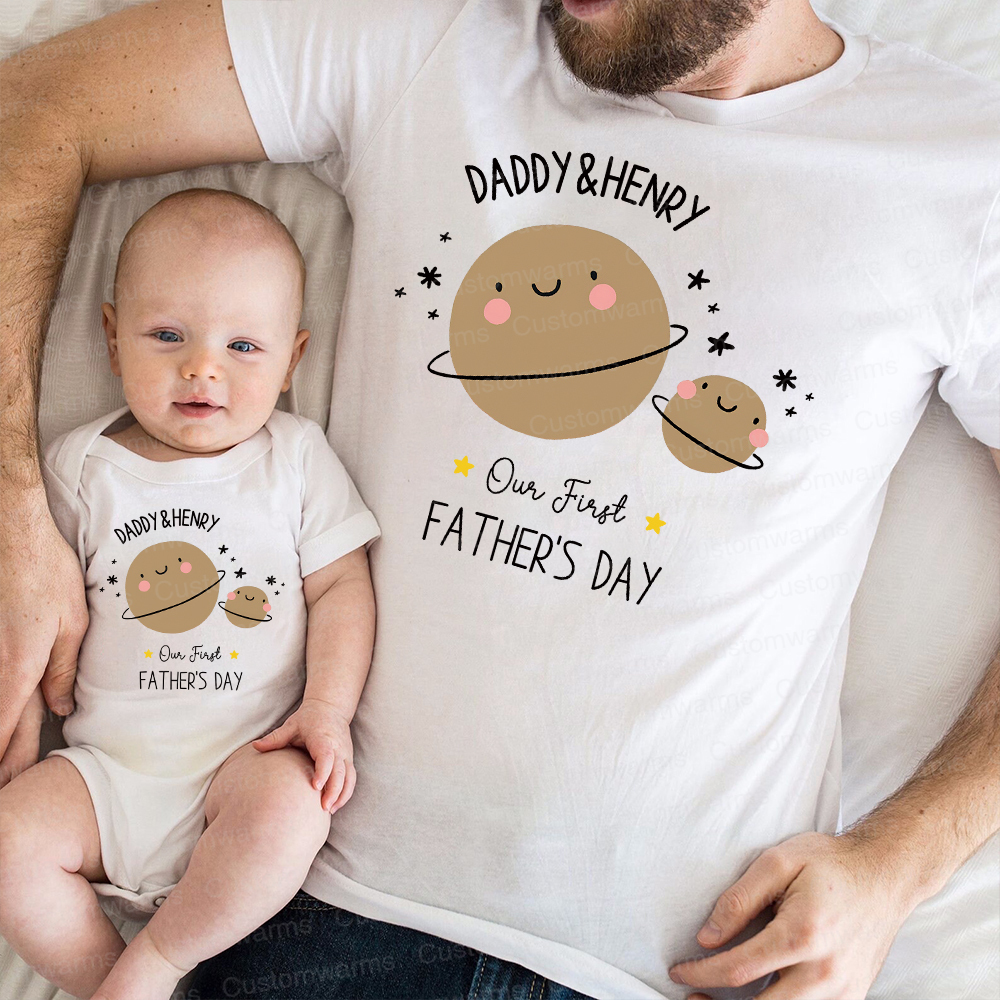Personalized First Father's Day Daddy and Baby Outfit | CWFamily80