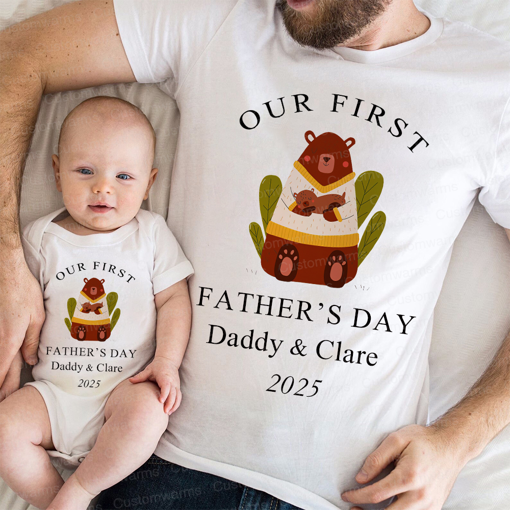 Personalized First Father's Day Daddy and Baby Outfit | CWFamily84