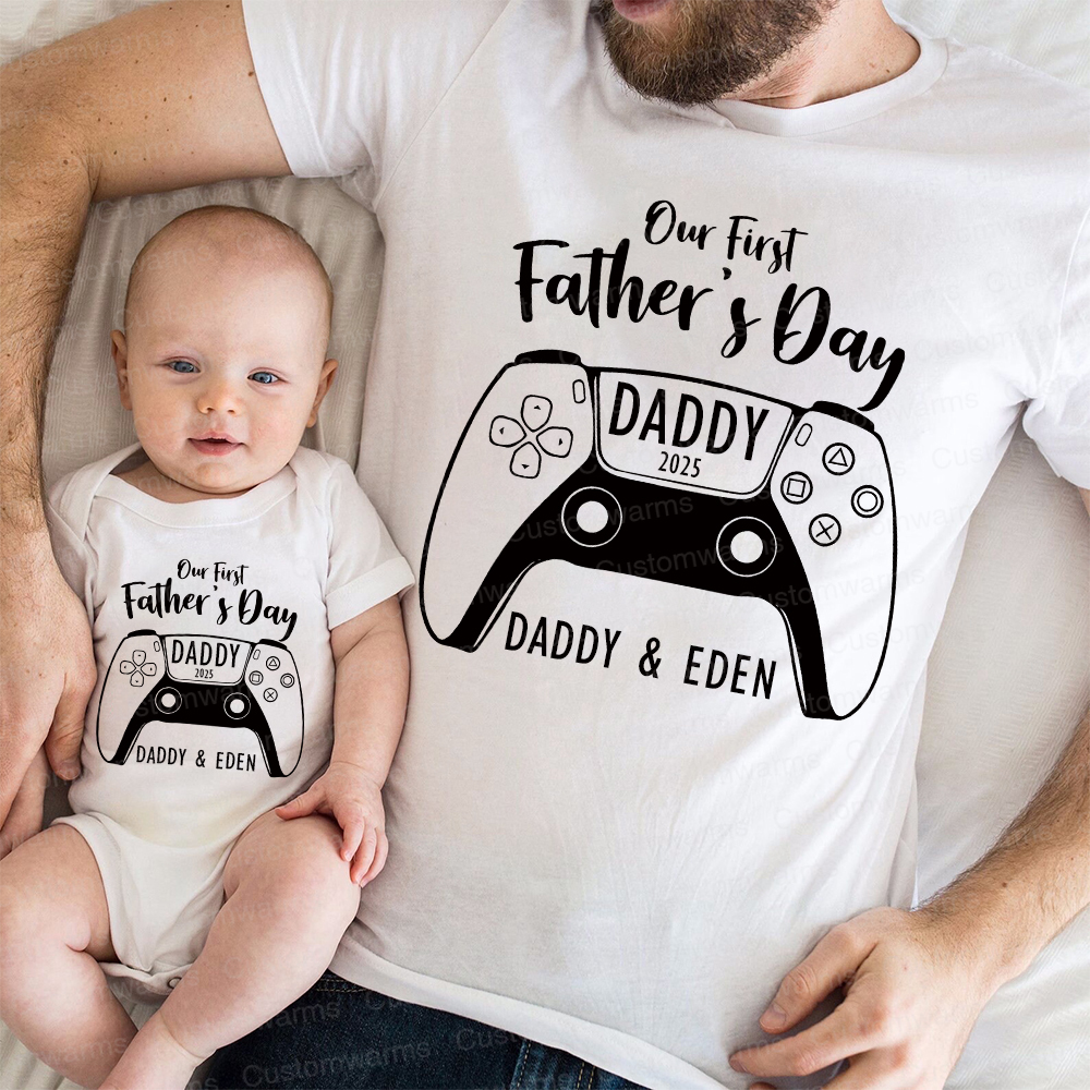 Personalized First Father's Day Daddy and Baby Outfit | CWFamily85