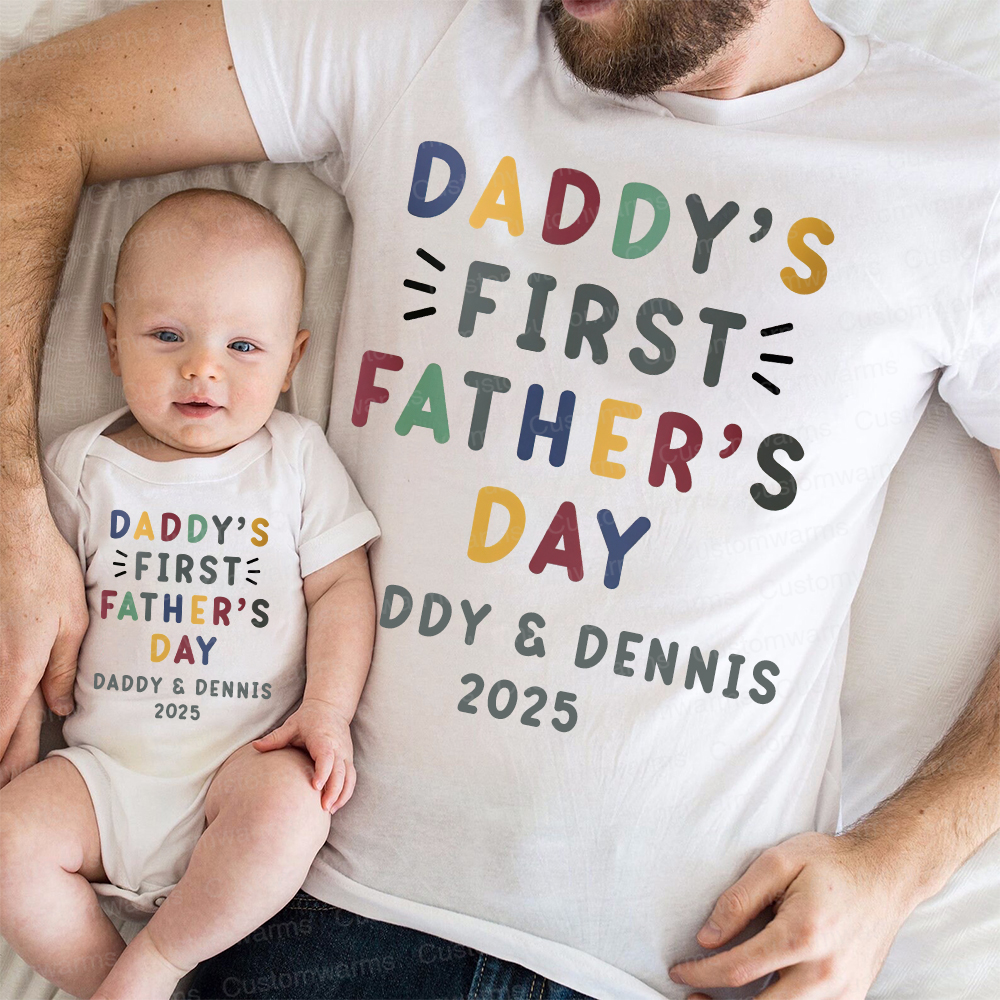 Personalized First Father's Day Daddy and Baby Outfit | CWFamily86