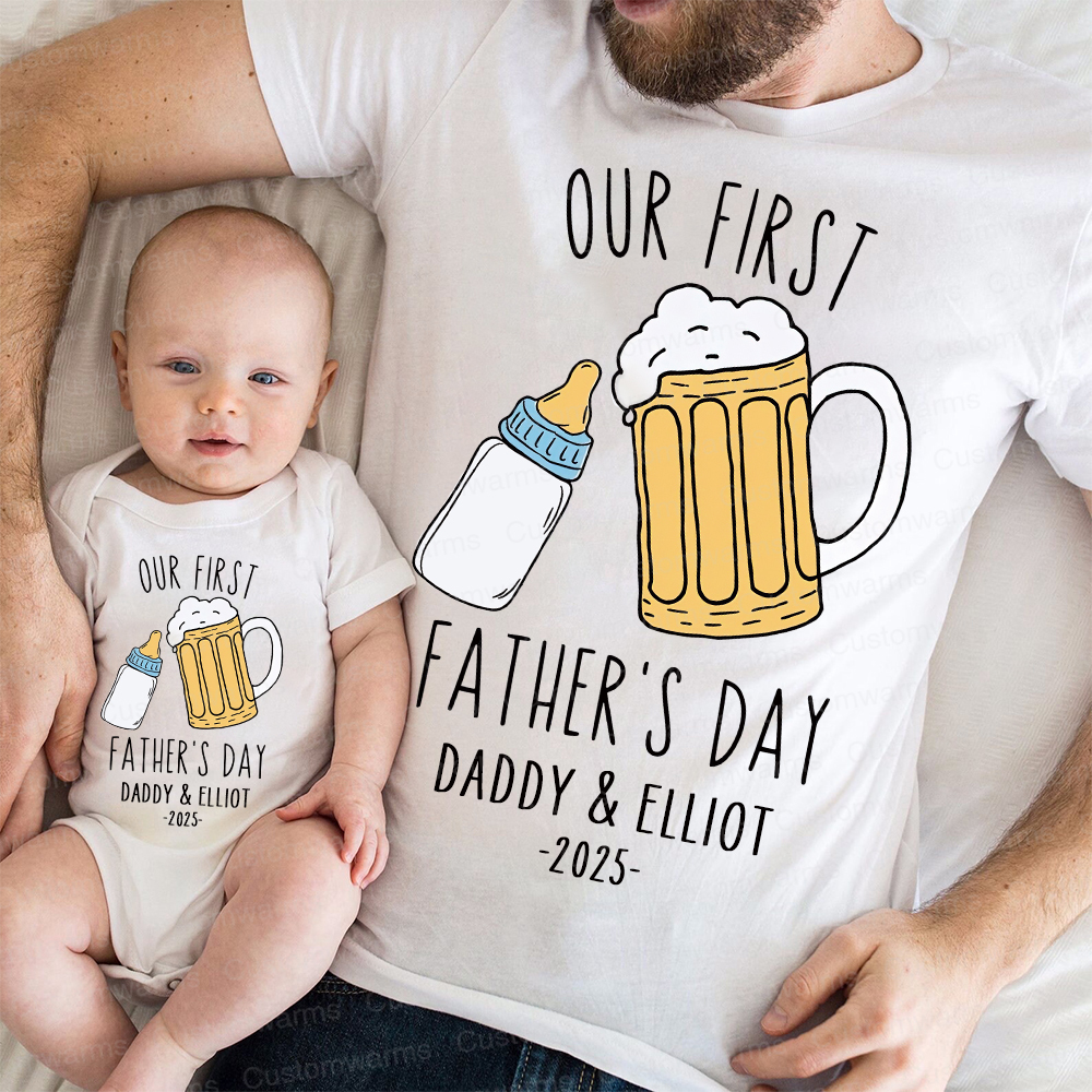 Personalized First Father's Day Daddy and Baby Outfit | CWFamily88