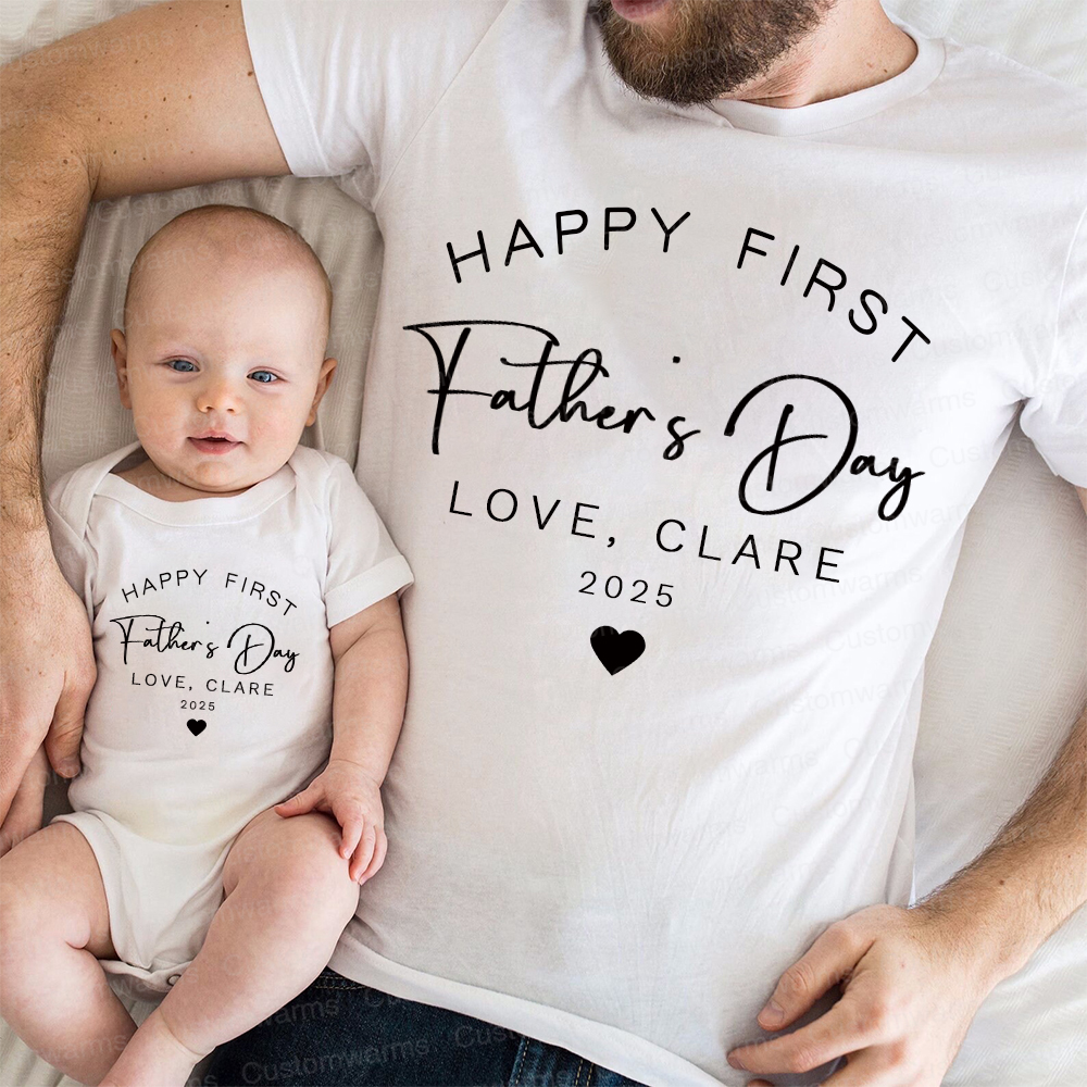Personalized First Father's Day Daddy and Baby Outfit | CWFamily89