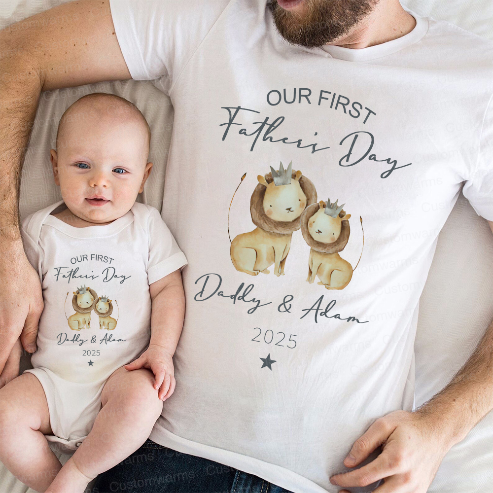Personalized First Father's Day Daddy and Baby Outfit | CWFamily90