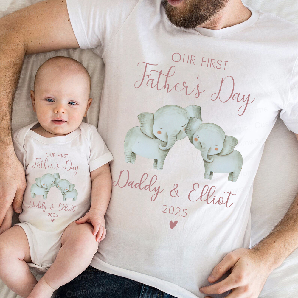 Personalized First Father's Day Daddy and Baby Outfit | CWFamily91