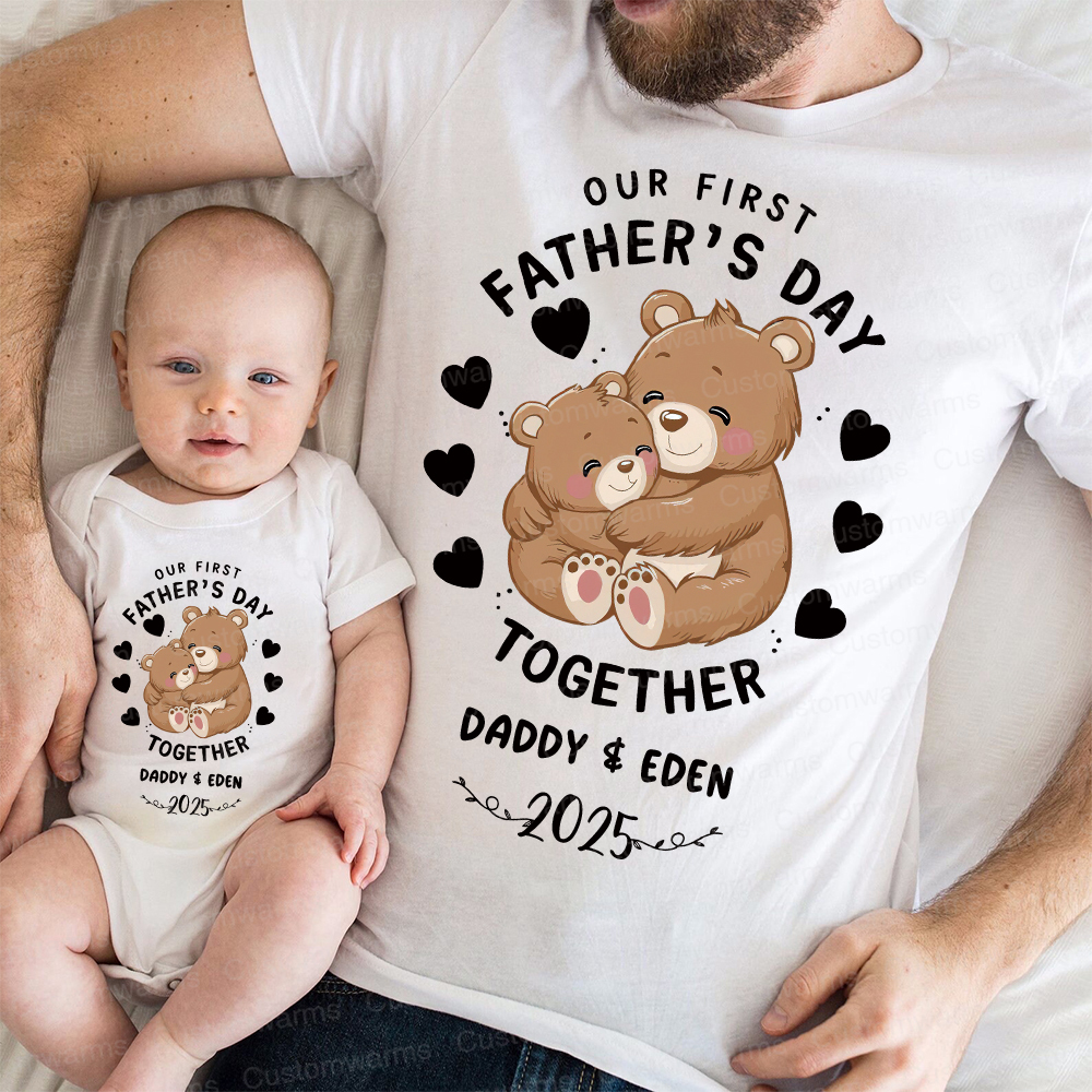Personalized First Father's Day Daddy and Baby Outfit | CWFamily92