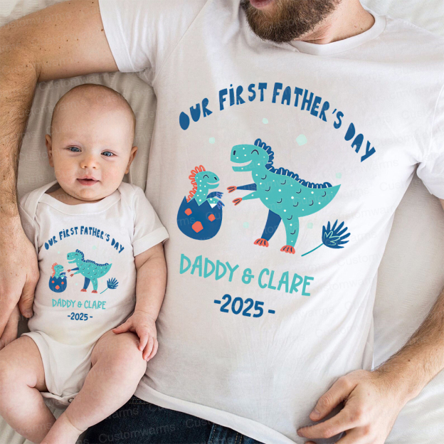 Personalized First Father's Day Daddy and Baby Outfit | CWFamily93