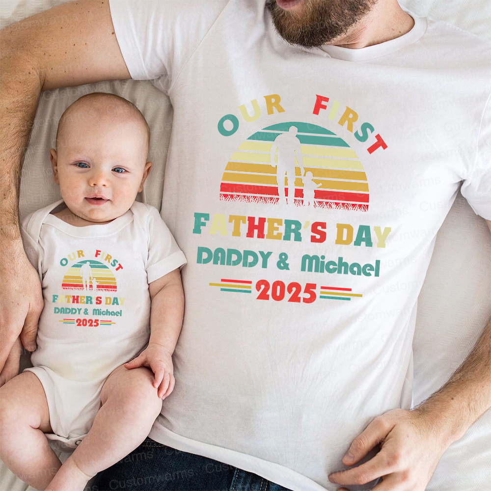 Personalized First Father's Day Daddy and Baby Outfit | CWFamily95