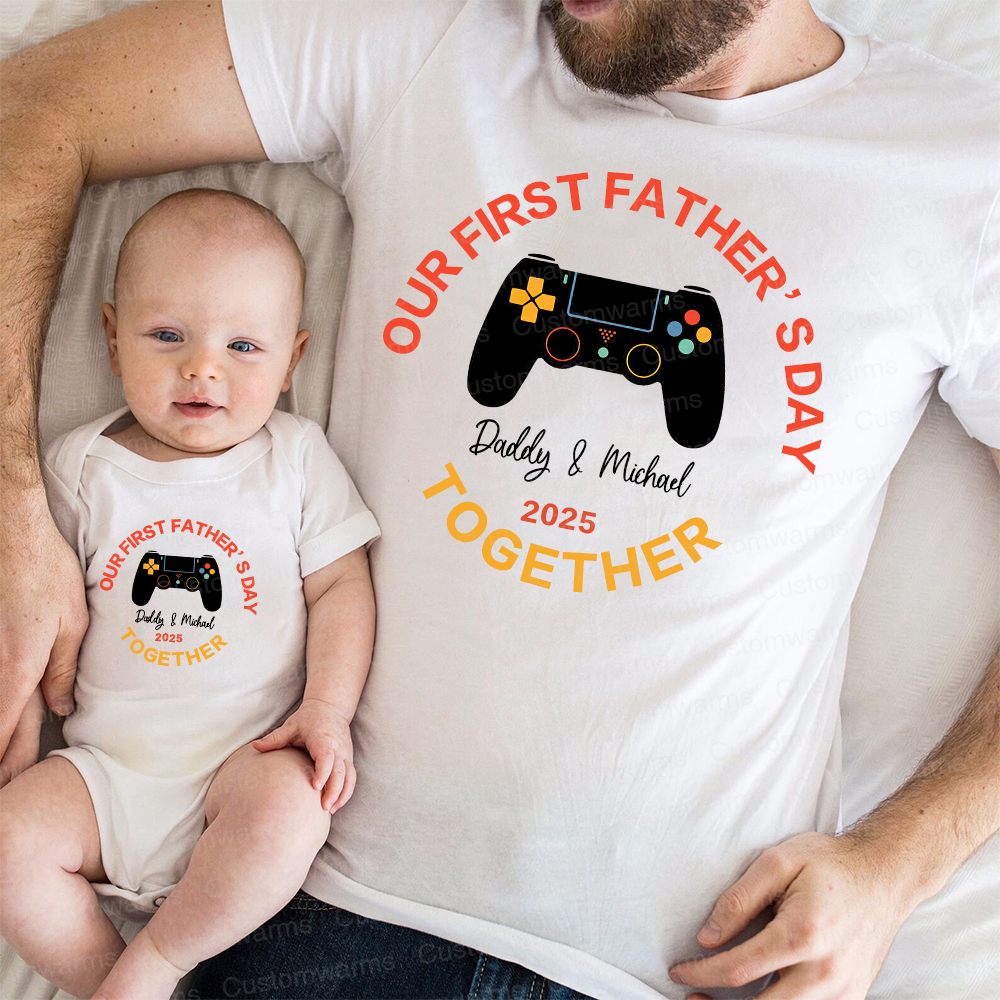 Personalized First Father's Day Daddy and Baby Outfit | CWFamily96