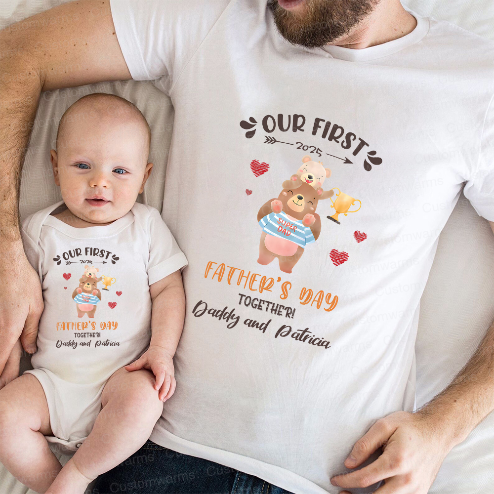 Personalized First Father's Day Daddy and Baby Outfit | CWFamily98