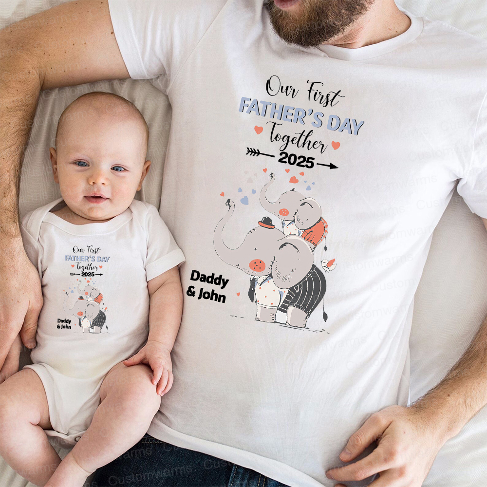 Personalized First Father's Day Daddy and Baby Outfit | CWFamily100