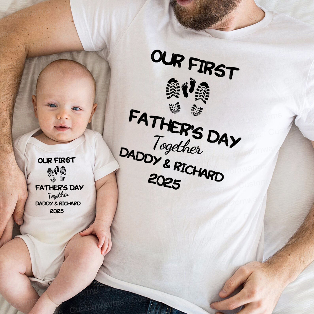 Personalized First Father's Day Daddy and Baby Outfit | CWFamily101