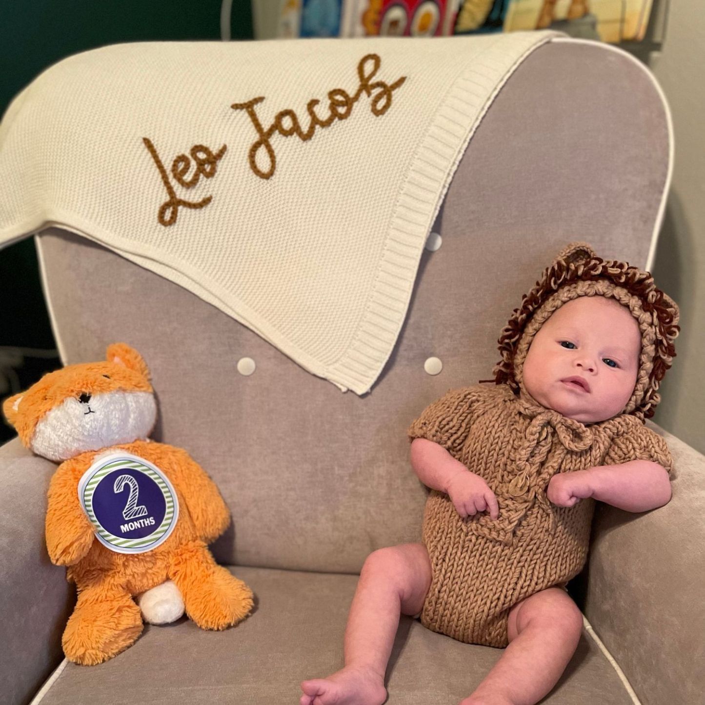 Personalized Hand Embroidered Knit Baby Blanket for Unique Gift | CWBaby52