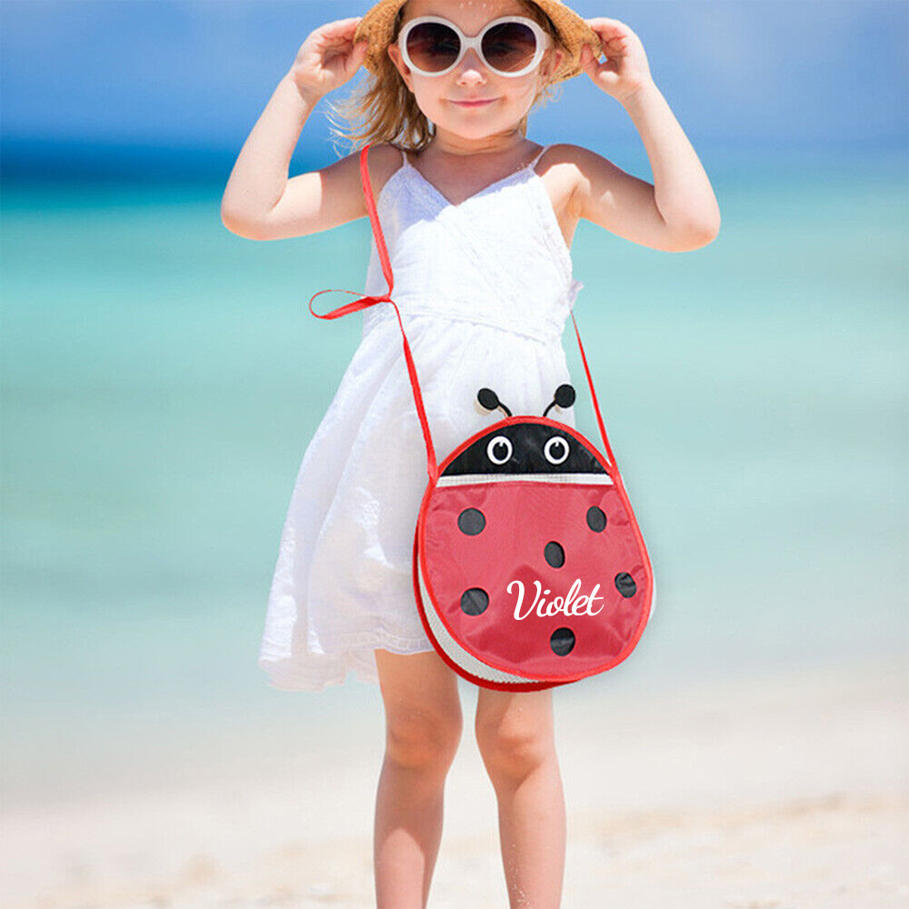 Personalized Ladybird Seashell Zipper Mesh Beach Bag | CWBeach98