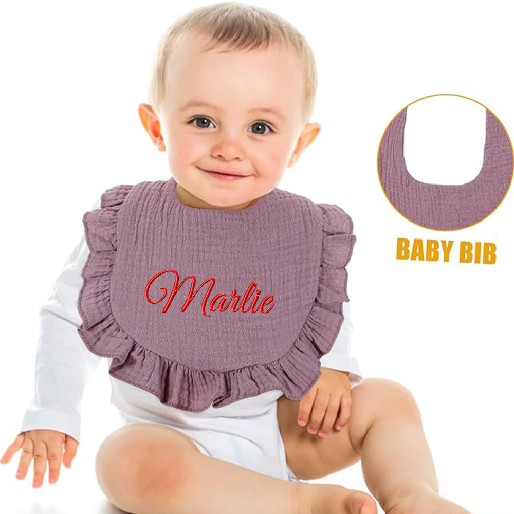 =Personalized Embroidered Baby Cotton Gauze Bibs | CWBaby59