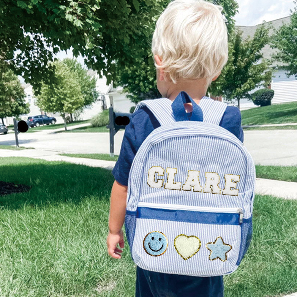 Personalized Kids Seersucker Backpack Insulation Lunch Box