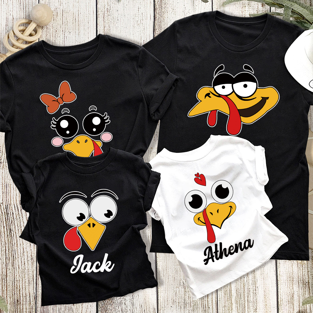 Personalized Funny Turkey Face Family Matching Shirt | CWThanks07