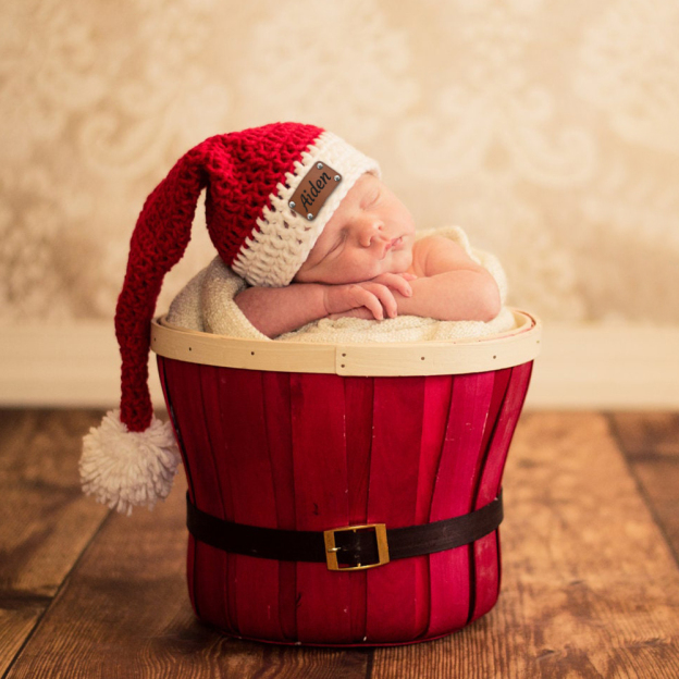 Personalized Leather Patch Christmas Santa Hat | MCGift116