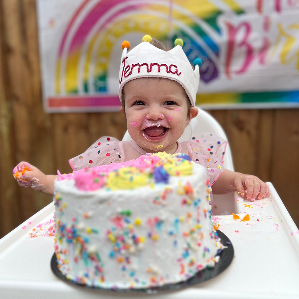 Personalized Hand Embroidered Baby Birthday Party Crown | CWBaby321