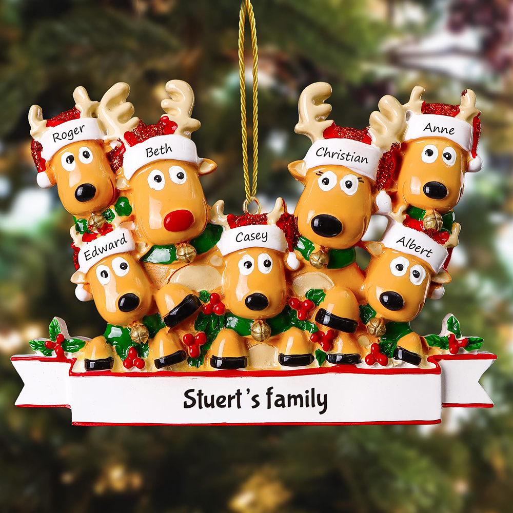 Personalised Elk Family Christmas Ornament | MCGift205
