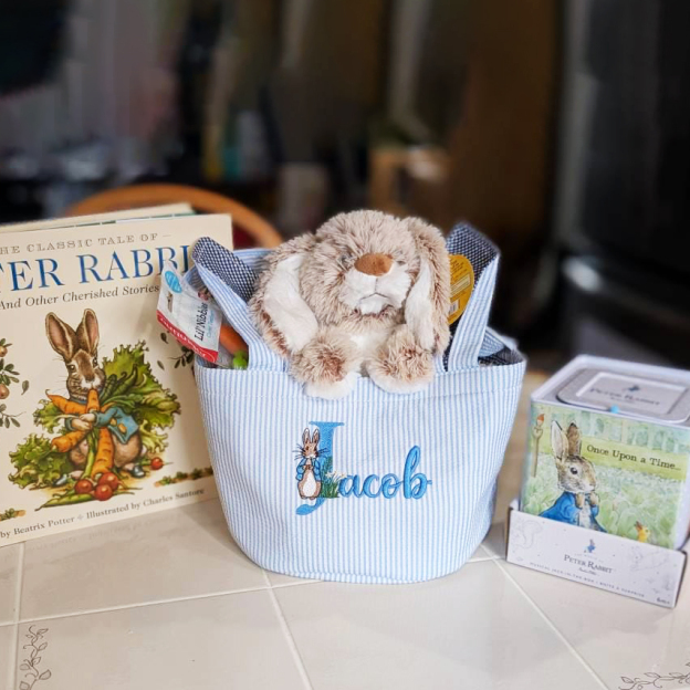 Personalized Embroidered Easter Bunny Basket | CWEaster85