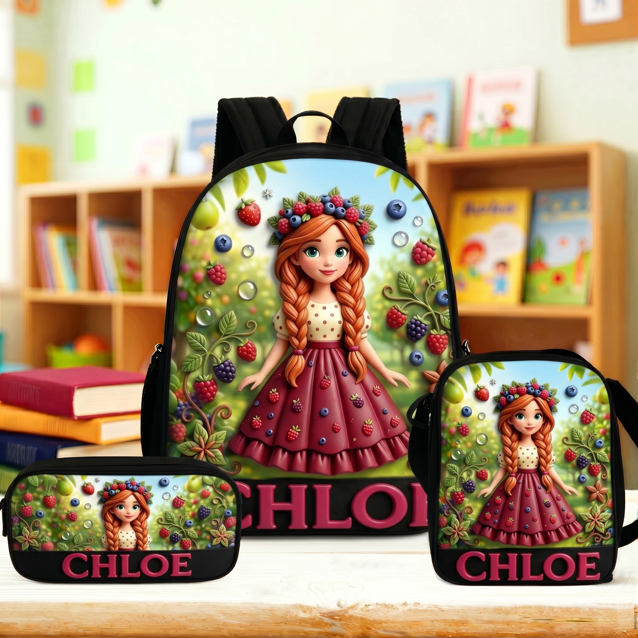 Personalized Princess Glitter Backpack Set | CWPack368