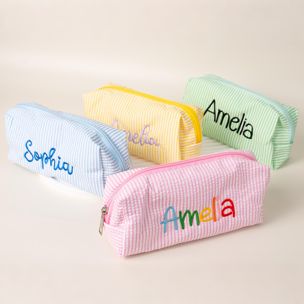 Personalized Embroidered Kids Colorful Stripe Pencil Case | CWPack371