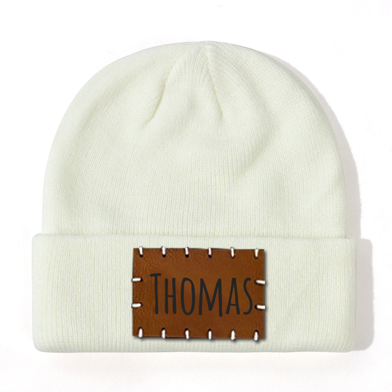 Personalized Leather Patch Beanie for Comfort & Unique | HSKid3301